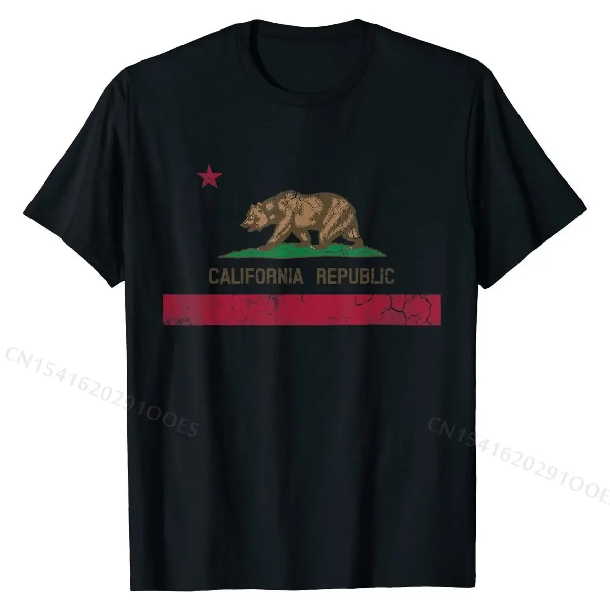 

California Republic Flag State Vintage Fade T-Shirt Tees Family Street Cotton Men Top T-shirts Street