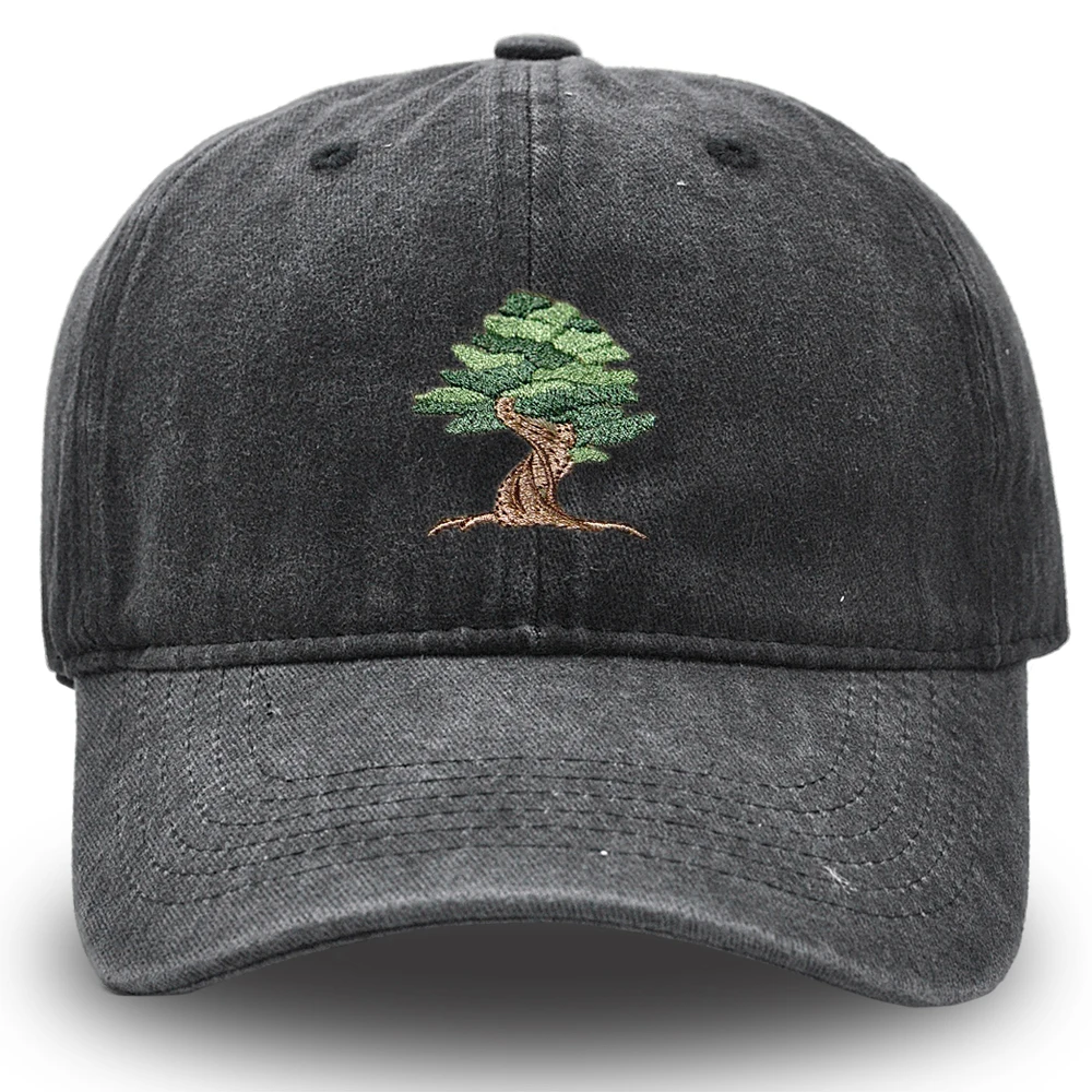 BONSAI  TREE Hat Embroidered ORNAMENTAL TREE Baseball Cap Retro Men Woman Cotton Hat Unisex 2
