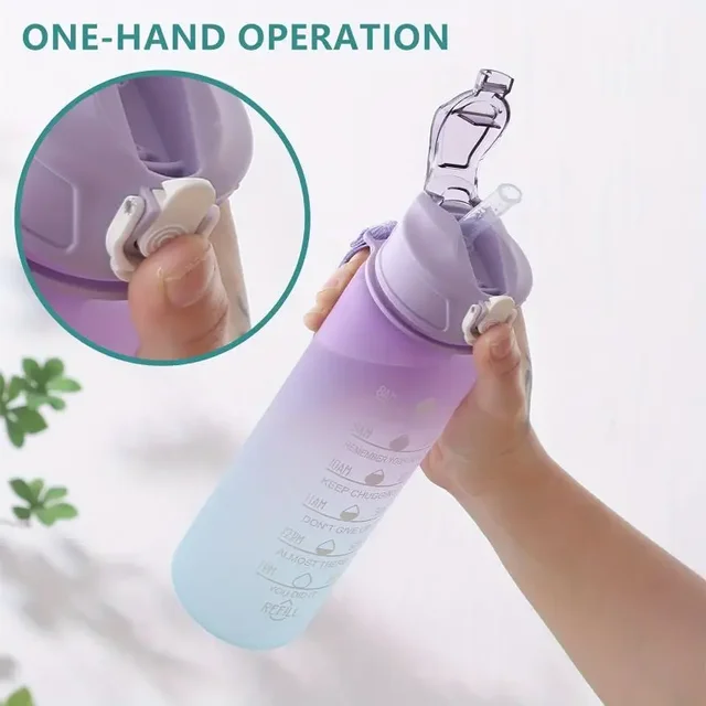 900ml Leakproof Water Bottles with Times To Drink and Straw Motivational Drinking Sports Water Bottle for Fitnes Gym Outdoor 4
