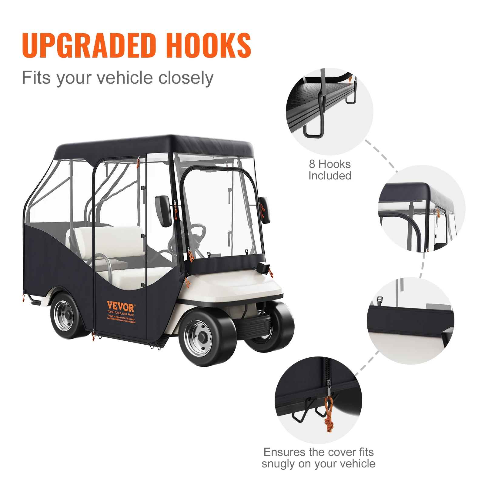 Waterproof Polyester Golf Cart Enclosure with Transparent Windows