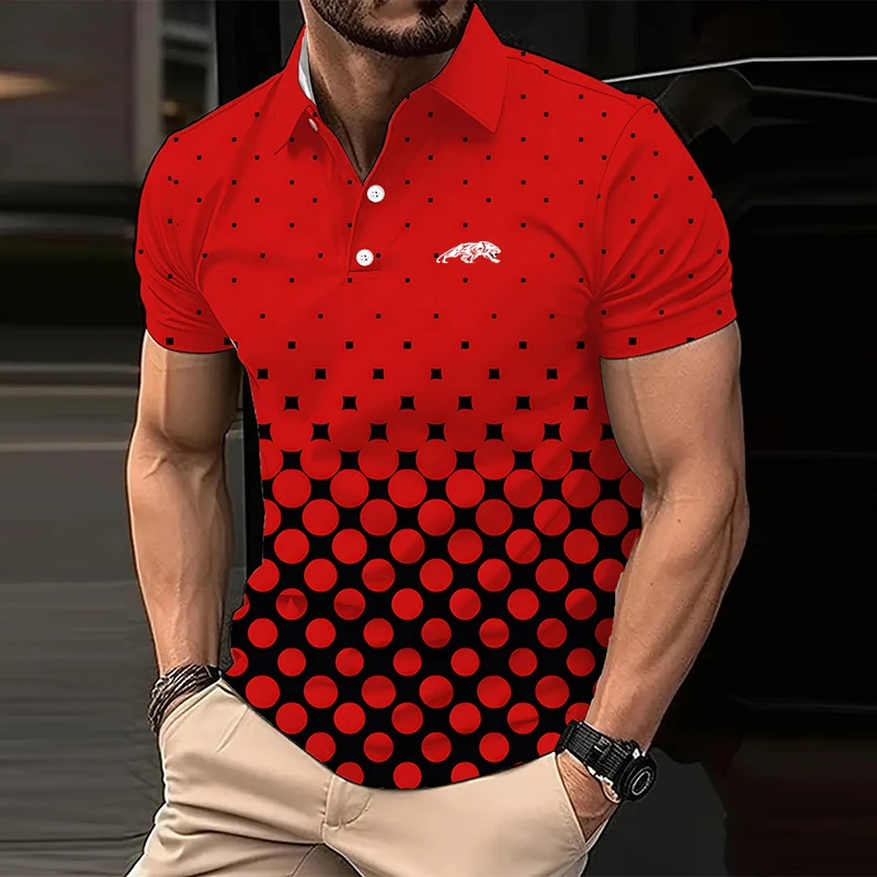 Men Slim Fit Summer Lapel Golf Polo Shirt .