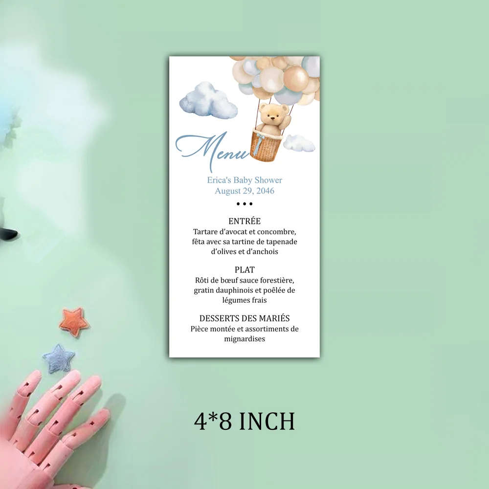 Blush Pink Floral christening menu Cards, Personalized, Wedding, Shower, Dinner, Brunch