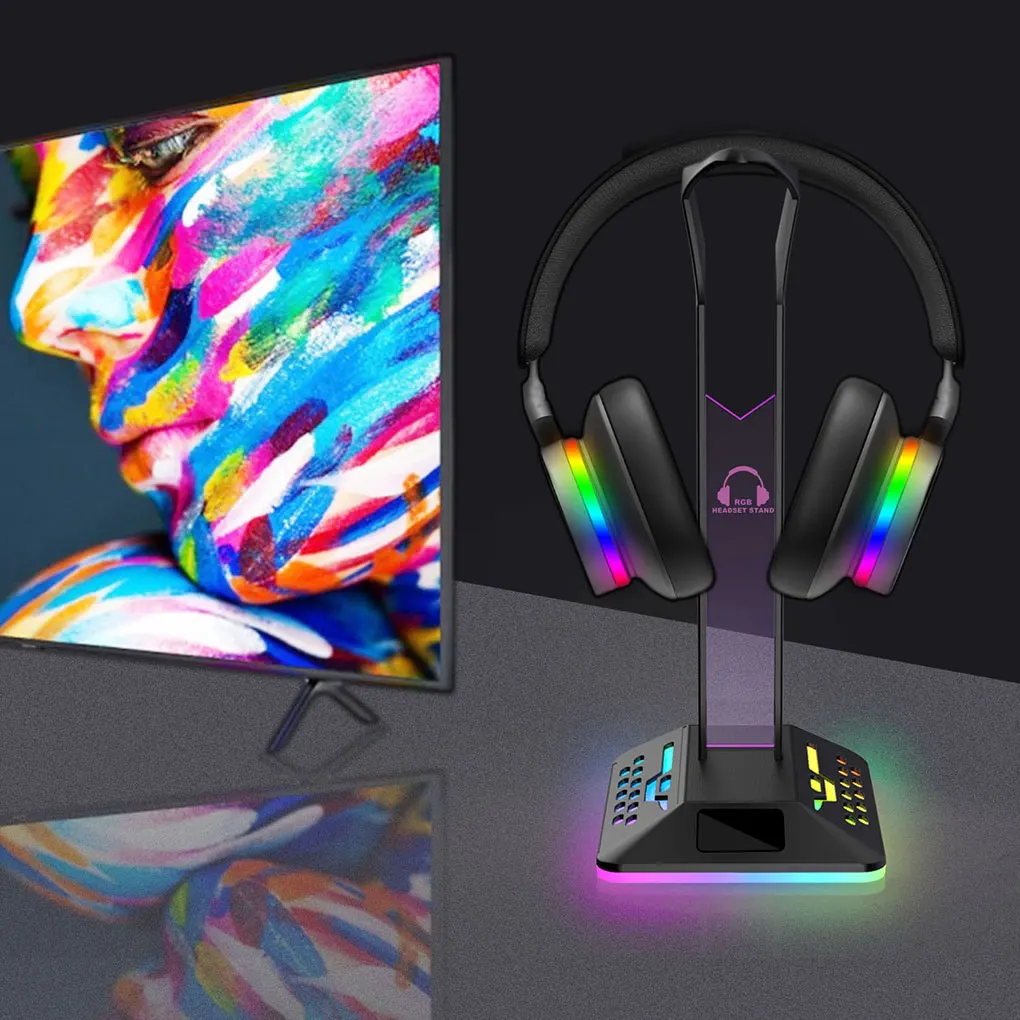 

Подставка для наушников Piifoxer, портативный светящийся кабель RGB, универсальный держатель для передачи данных, полка с кронштейном