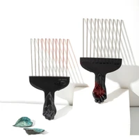 Peigne à cheveux en métal noir pour hommes, peigne de coiffure, brosse de teinture pour cheveux, choix africain, brosse à cheveux Afro, outils de coiffure 4