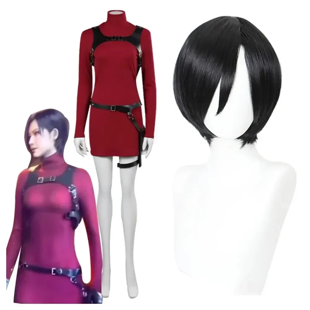 

Female Resident 4 Ada Wong Cosplay Costume Evil Dress Outfits Fantasia Halloween Carnival Party Disguise Suit for Adult Women