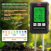 Digital 6 in 1 Soil PH Meter Fertility Soil Moisture Sunlight Ambient Humidity Temp Tester Monitor Detector Garden Soli Analyzer 6
