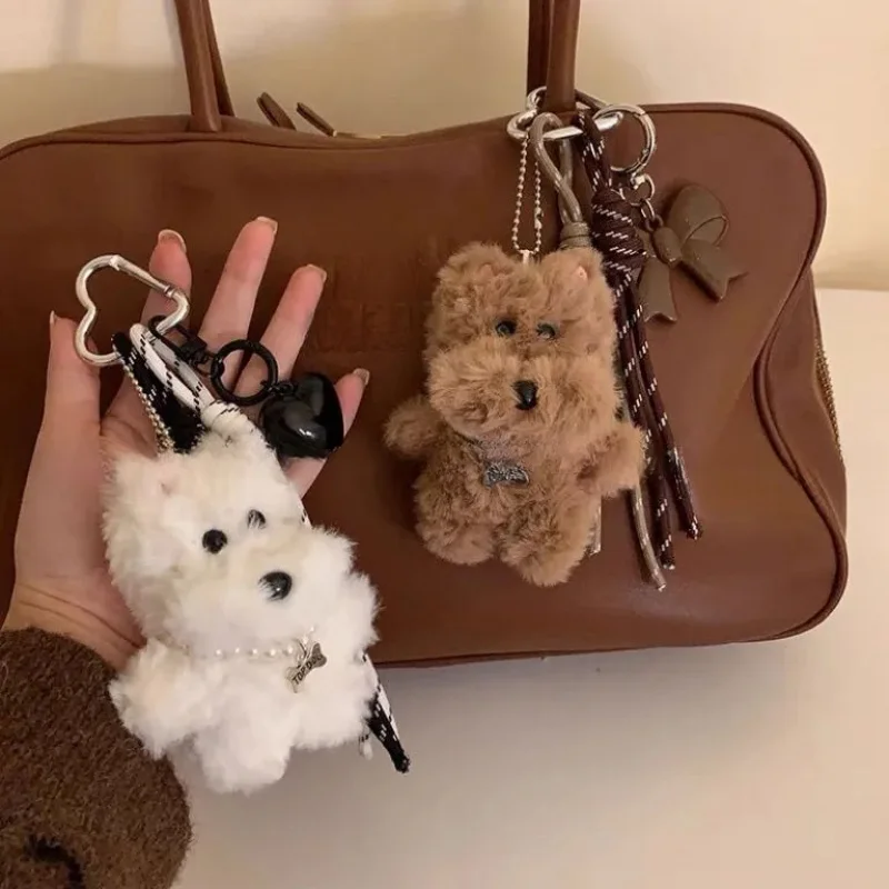 Cute Shaggy Dog Plush Hanging Ornament Windmill Keychain Creative Gift for Bag