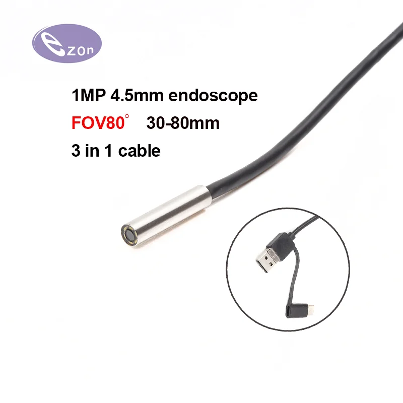 

1MP diameter 4.5MM endoscope camera 3-in-1 cable FOV80゜USB OTG Android EZ-EN45S-RPL