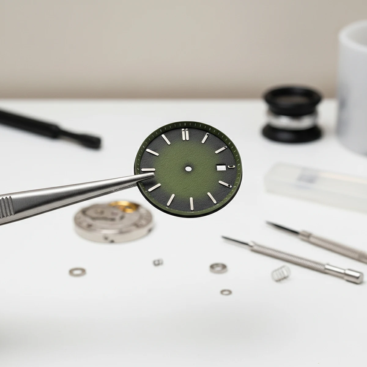 35mm Diameter Date Watch Dial - NO Luminous, Sterile Design, For Watch Crafting & Repairs