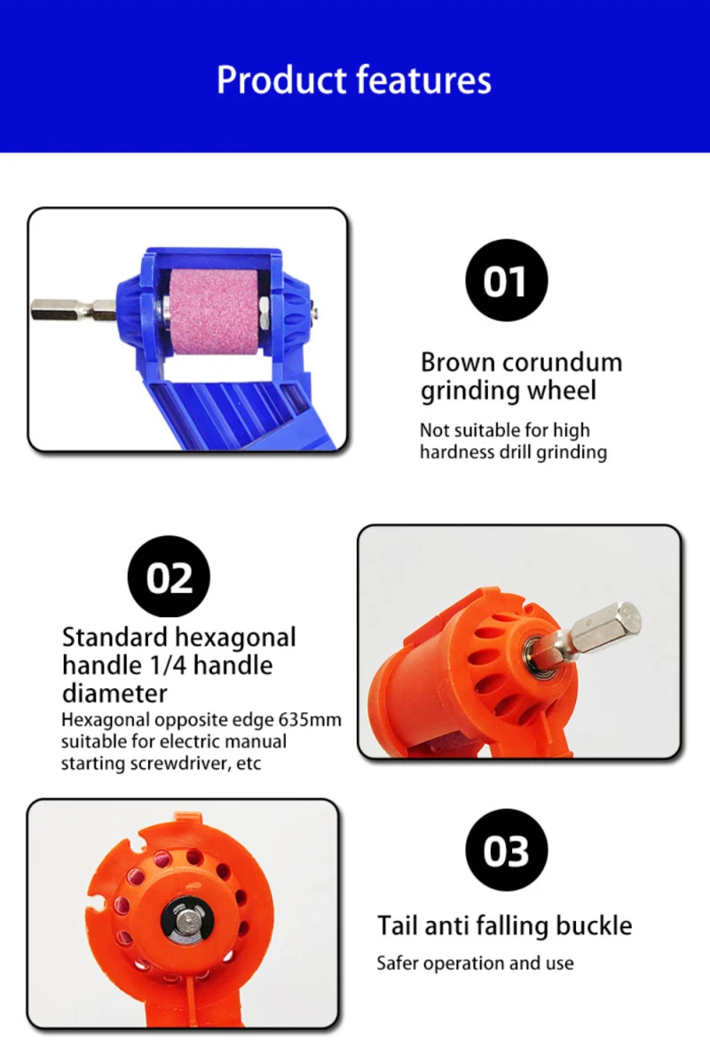 1set Portable Drill Bit Sharpener Corundum Grinding Wheel Drill Bit Sharpener Titanium Drill Powered Tool Parts Grinder Tools