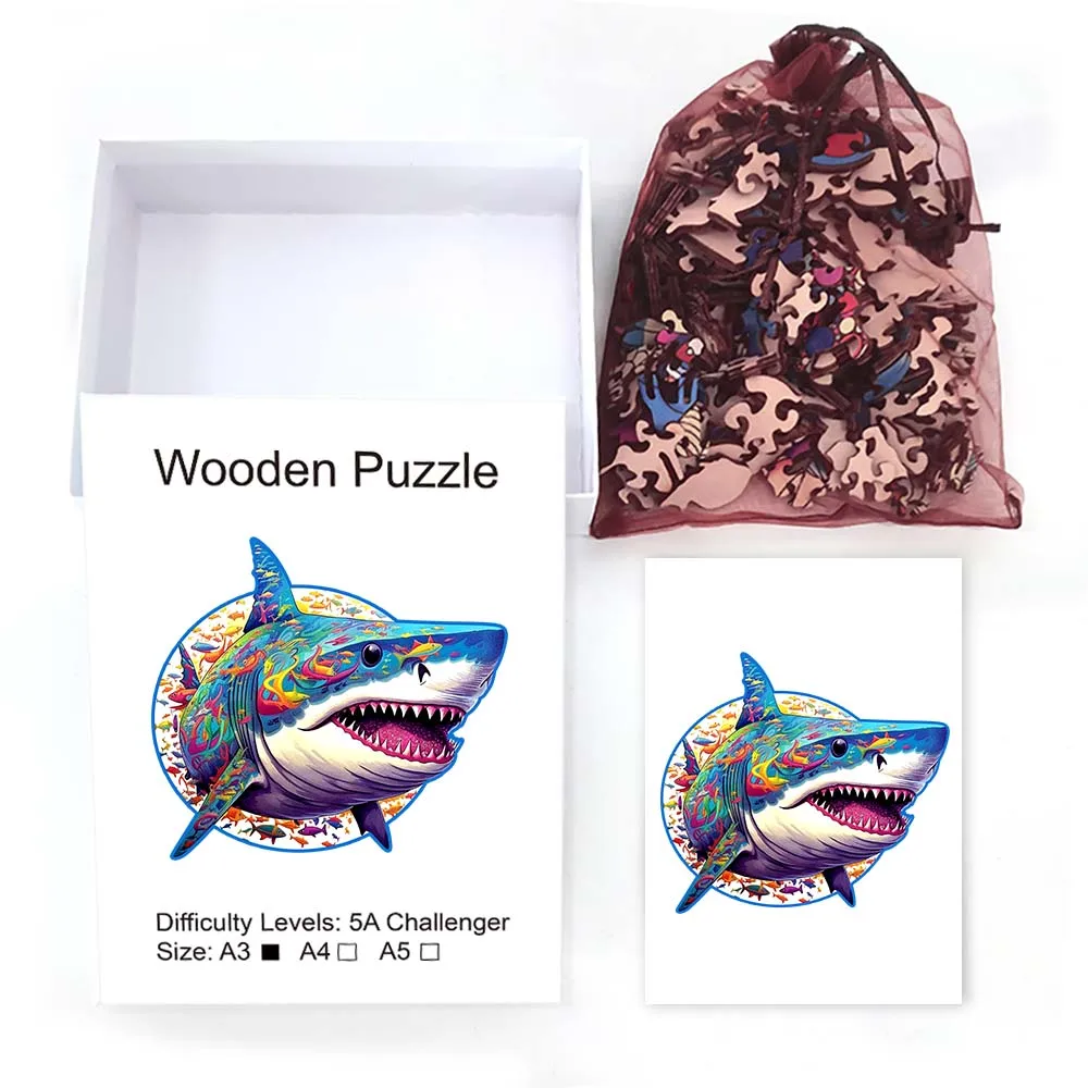 Shark Wooden Puzzle Personalized 3D Puzzle Adult Children's Gift Education Children's Toy Game jigsaw puzzles wooden jigsaw puzzles wooden puzzle toys educational puzzles mini jigsaw puzzle