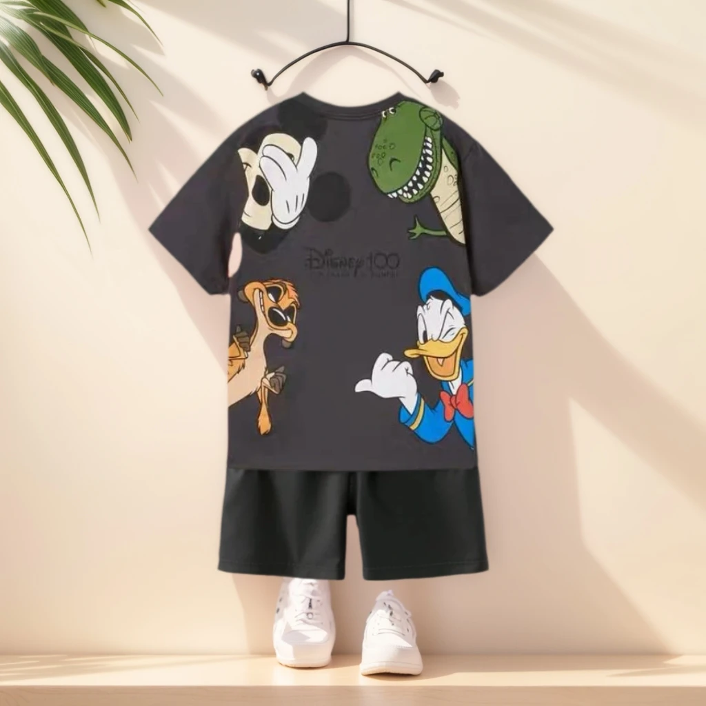 2 قطع الكرتون ديزني الأطفال قصيرة الأكمام السراويل مجموعة الصيف ملابس أطفال صبي فتاة طفل القطن الخالص المحملة رياضية أزياء وتتسابق