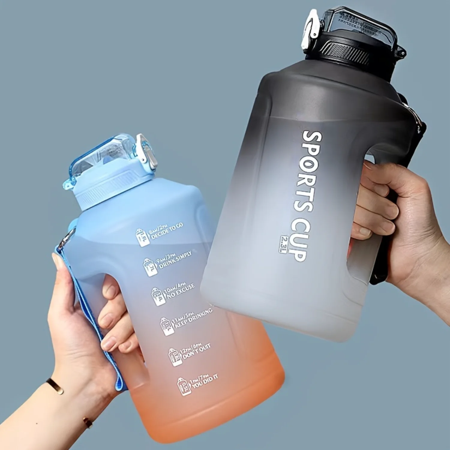 Hydrated & Look Stylish Gradient Color Sports Water Jug with Time Markers