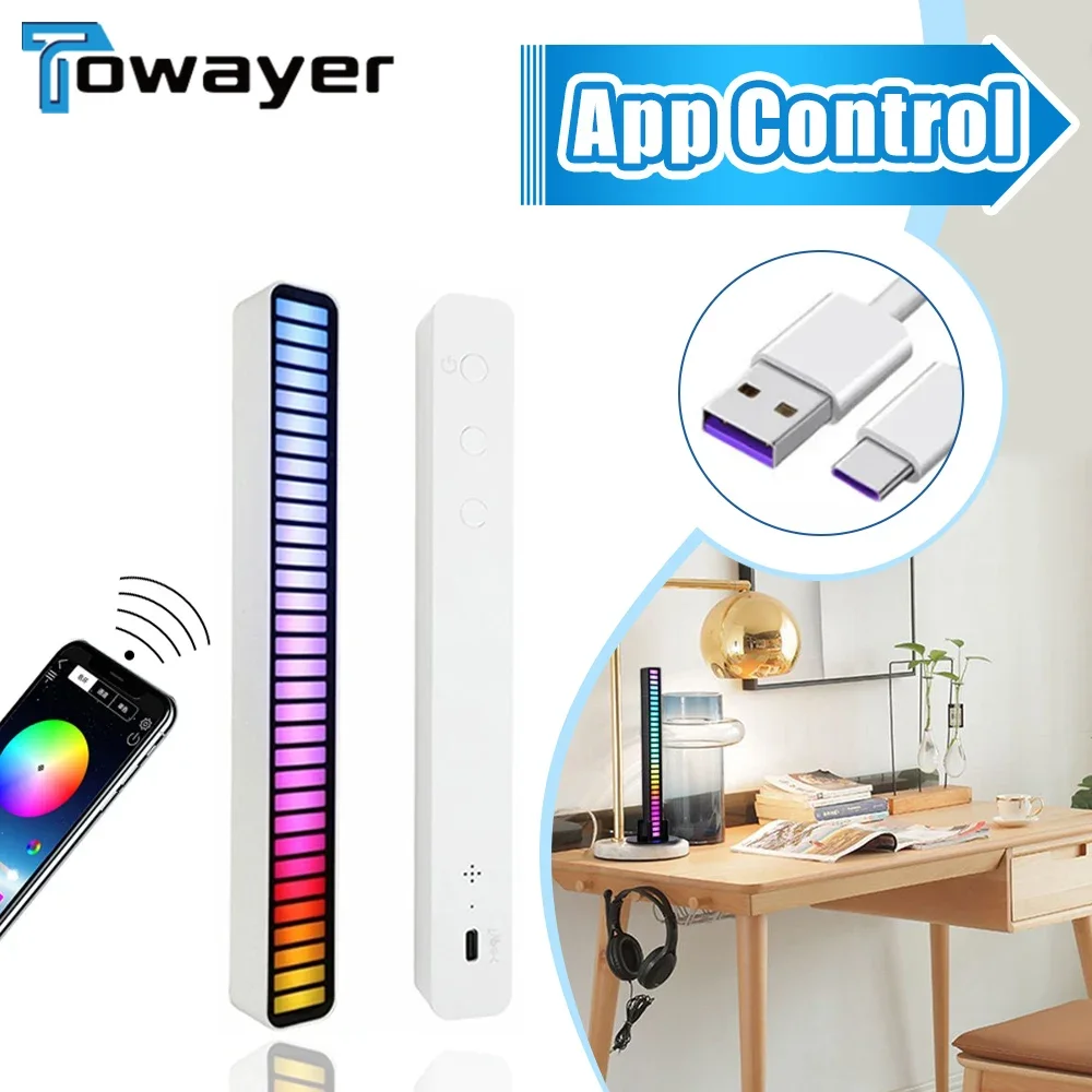 

Pickup Tone Atmosphere Rhythm Lamp Decoration RGB Music LED Strip Light Sound Control Atmosphere Light APP Control Colorful Lamp