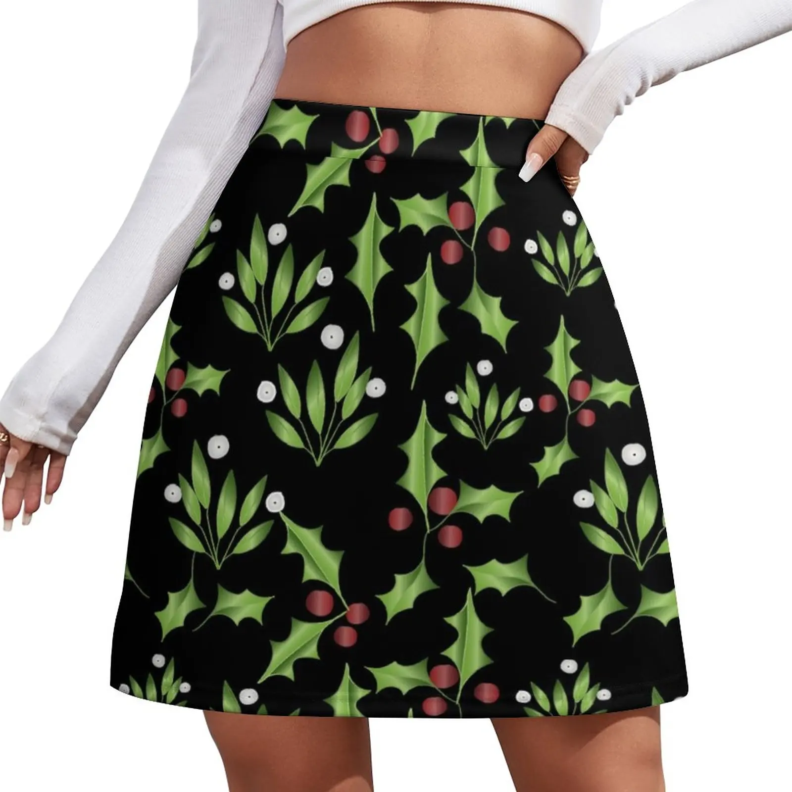 Mistletoe and Ilex Mini Skirt Short skirts Skirt for girls women's stylish skirts