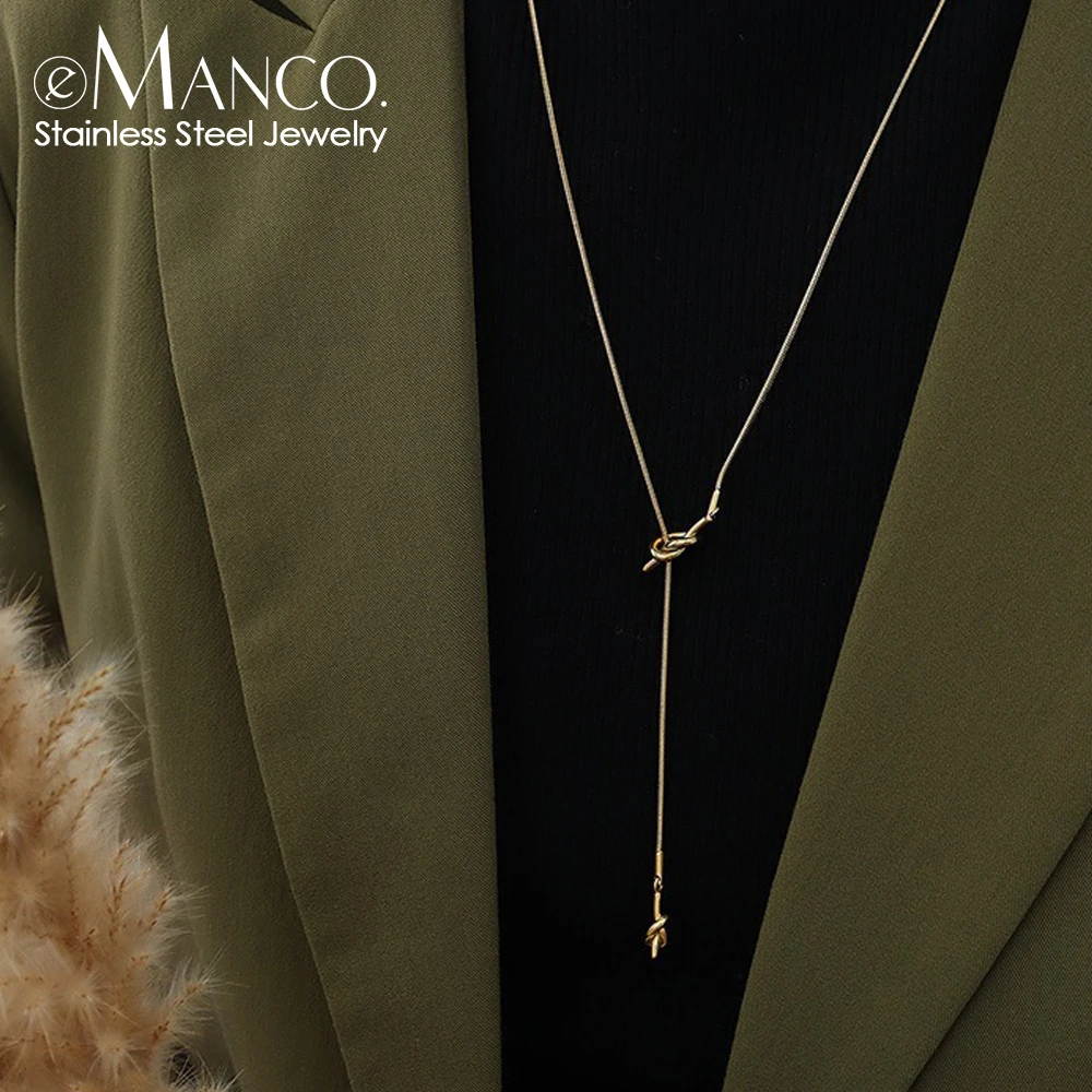 Emanco Stainless Steel Y-shaped Collarbone Pendant Long