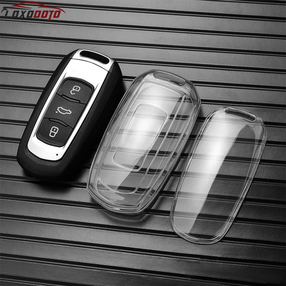 Car Key Case Cover TPU Transparent Remote Full Key Holder Keychain Caps For Geely Atlas Pro Emgrand X7 GS GX3 GT GC9