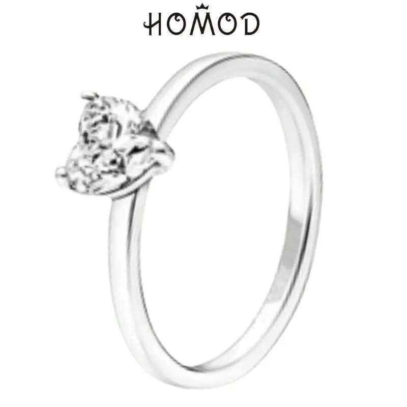 Heart Shape Zirconia Ring Fashion Wedding Jewelry for Woman Heart Female Ring Crystal Crown Brand Jewelry Gift Anillos