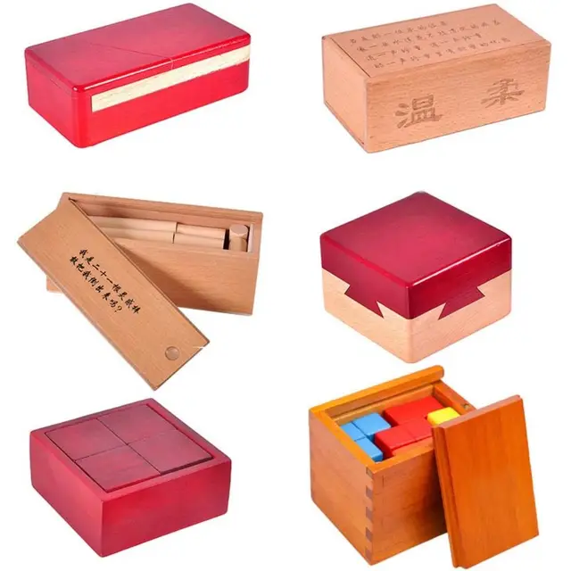 Unlock Wooden Brain Teaser Puzzle Opening Puzzle Box Luban Lock IQ Puzzle Mind Brain Teaser 3D Wooden 3D Wooden Puzzles 3