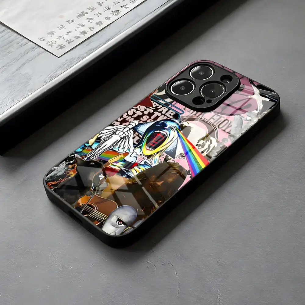 Pink Floyd Inspired Glass Phone Case - Eye-Catching Rock Band Design