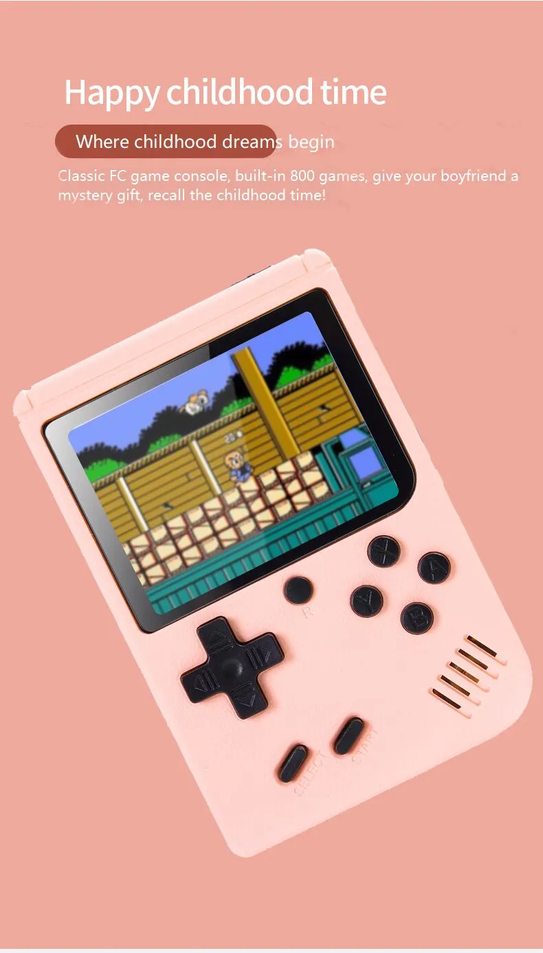 Retro portable mini handheld video game console 8 bit 3,0 inch color LCD kids color game player built in 500 games