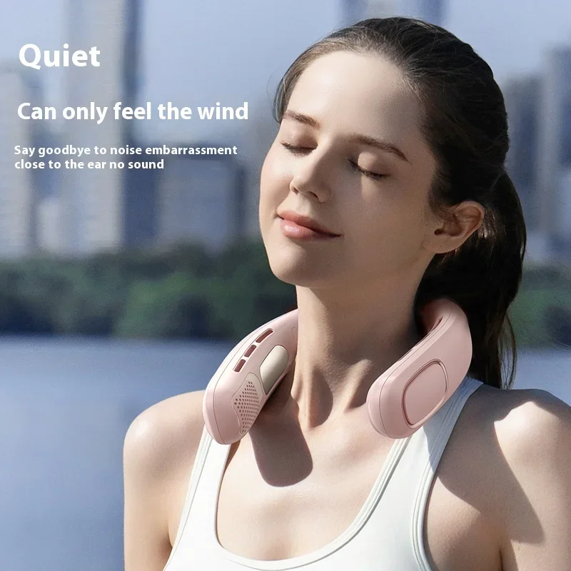 Newest Portable Battery Rechargeable Camp Hands Free Neck Fan Mini Wearable Hanging Neck Cooling Fan for Outdoor Motion Travel