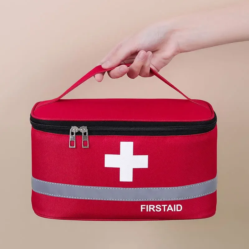 

First Aid Bag Empty Emergency Treatments Bags Multi-Pocket for School Home Office Car Traveling Hiking Trip