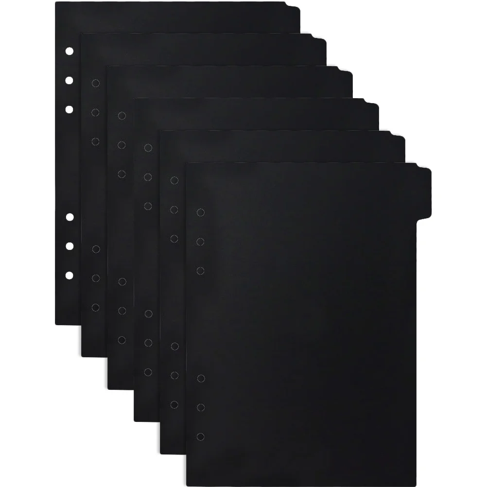 

A5 Notebook Notepad Markers Binder Divider Index Dividers Loose-leaf Page Punched for Classification Tabs Black