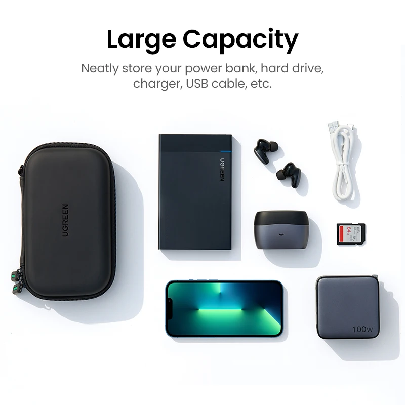 Ugreen Power Bank Case Caixa de Disco Rígido para 2.5 Disco Rígido Usb Cabo de Armazenamento Externo Transporte Ssd Hdd Case Estojo e bolsa p/ disco rígido - Imagem 2