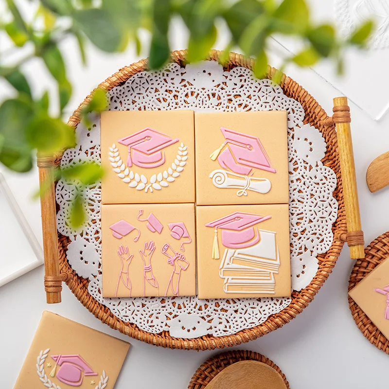 New Graduation Season Biscuit Mold Cartoon Medal Bachelor Hat Embossing Press Mould Cookie Cutter Uniform Cake Baking Tools