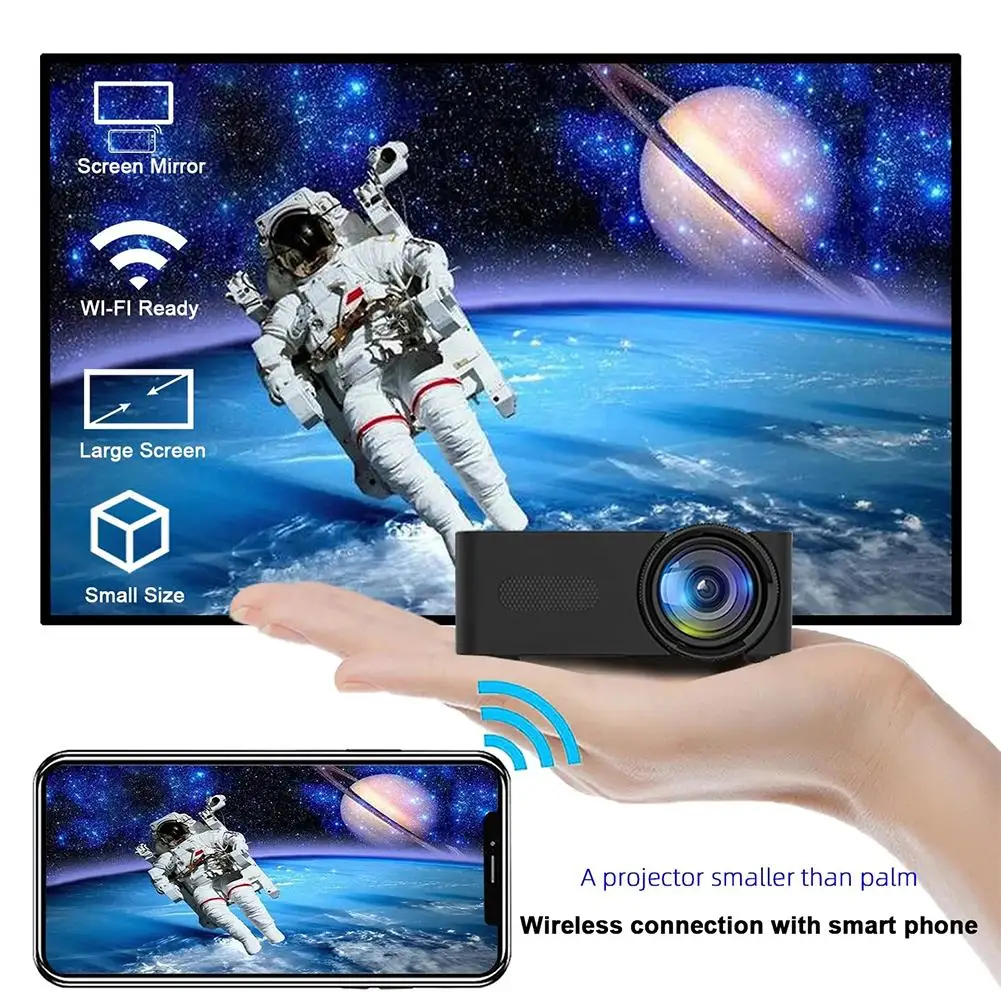 

HD Portable Mini Projector - Enjoy Home Theater Movies Anywhere WiFi Support With V9M8