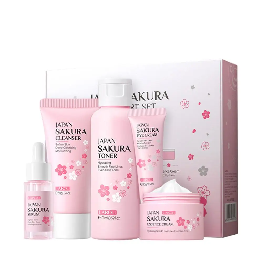 5/3pcs/Set Sakura Skin Care Sets Face Cream Serum Toner Facial