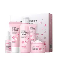 5/3pcs/Set Sakura Skin Care Sets Face Cream Serum Toner Facial Cleanser Sunscreen Eye Cream Gift Box Face Skin Care Set Product 5