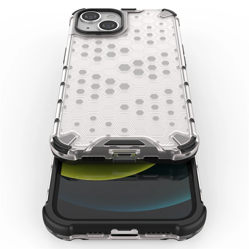 Honeycomb Shockproof Armor Phone Case with Translucent PC Cover