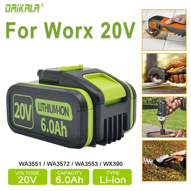 

Daikala WA3553/WA3551 for Worx 20V battery replacement Li-Ion cordless power tools WA3551 WA3572 WA3553 WX390 WX176 WX178 WU268