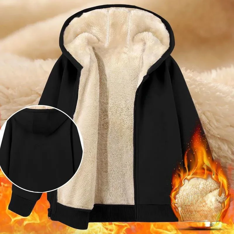 Men's Hooded Sweatshirts Cashmere Fattening Plus Size Cardigan Hoodie Jacket Man Winter Clothes Fleece Warm Coat