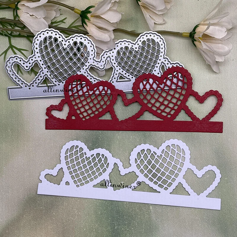 새로운 그리드 하트 프레임 가장자리 DIY Scrapbooking 앨범 종이 카드 장식 공예 엠보싱 다이 컷을위한 금속 절단 다이