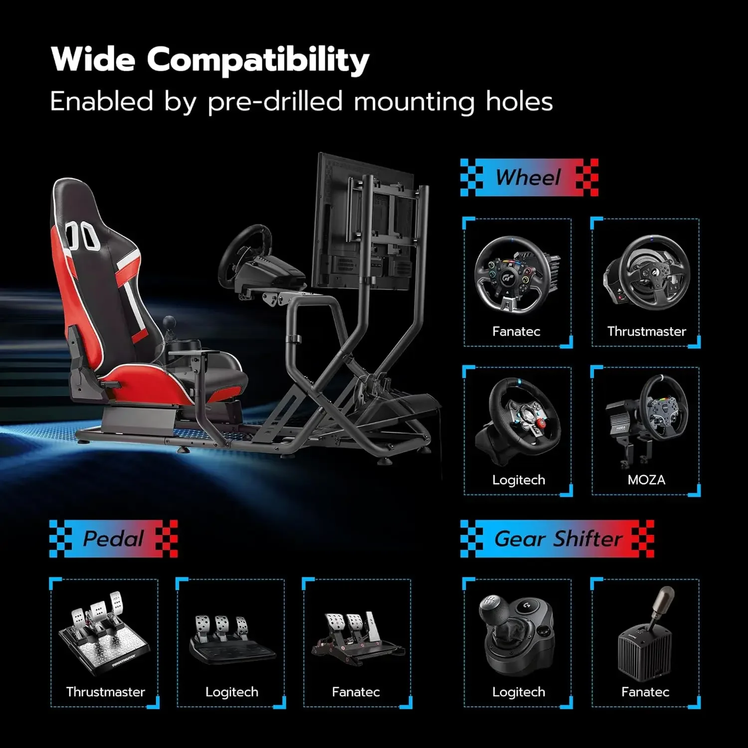 Racing Simulator Cockpit with Monitor Mount and Seat, Moza Racing Games on PS5, PS4, Xbox and PC 5