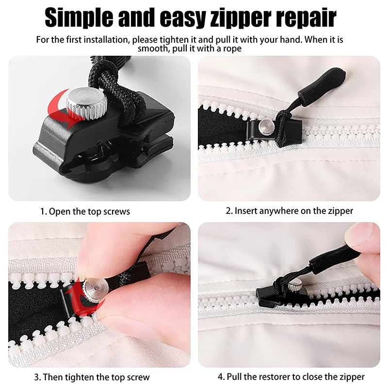 1pcs/2PCS Zipper Repair Kit Universal Instant Zipper Puller Sliding Teeth Rescue Plastic Head DIY Bag Clothes Accessories