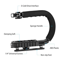 PULUZ C-Shape Handheld SLR Camera Stabilizer Bracket ABS Portable DV Camera Handle Grip Mount & Cold-shoe For Steadycam U-Grip - Image 2