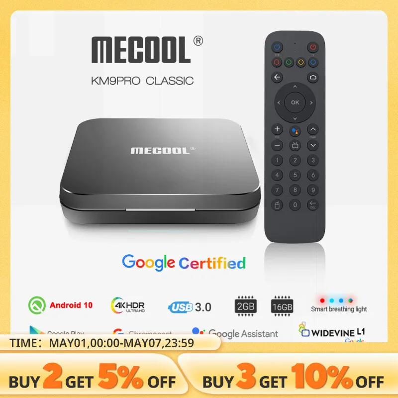 Mecool KM9 Pro Classic Google Certified Amlogic S905X2 Android 10.0 2G 16G 4K HDR Cast Voice Control Android TV Box Prefix