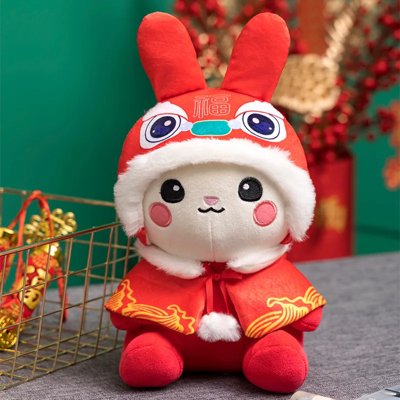 Lucky Rabbit Plush - Chinese New Year Mascot Rabbit Doll Pendant - 2023 Chinese New Year Bunny Toy Stuffed Zodiac Decoration For Spring Festival Christmas Souvenir Gift-431632