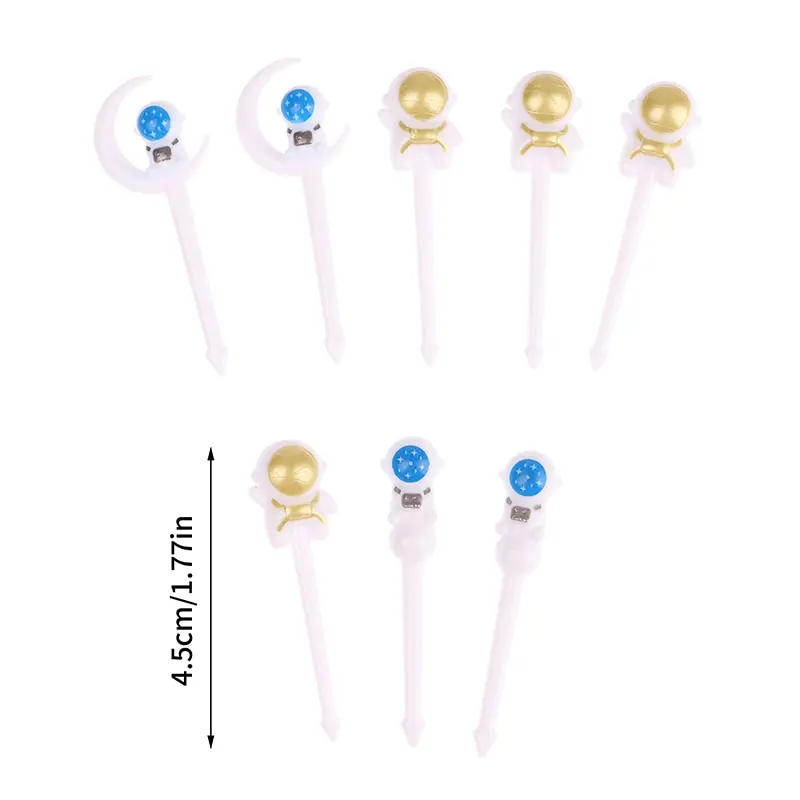 Fruit Fork 6/8/9/12Pcs Astronaut Fruit Fork Kids Snack Dessert Toothpick Decor Lunch Salad Accessories Cake Picks