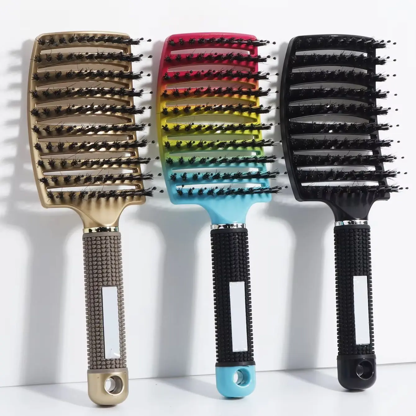 Detangling Hair Brush Bristle&Nylon Women Wet Massage Comb Curly Hairdressing Salon Styling Tools Special for Real Hair Wigs curly hair brush,hair styling comb,hair styling tool,scalp massage comb,wig brush,hair brush,hair styling brush,hair comb,curly hair comb