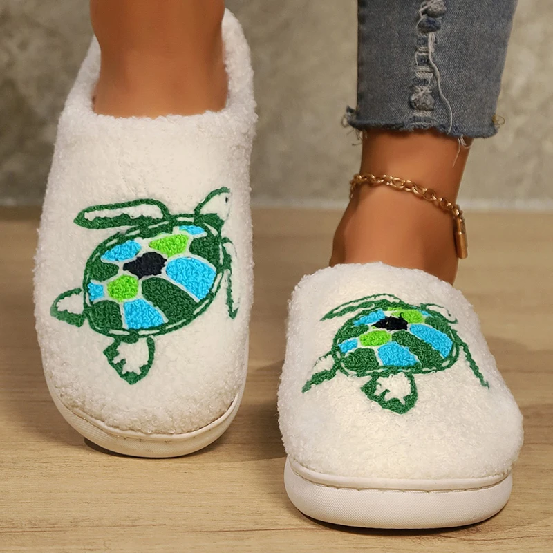 Cotton Non Slip Warm Plush Slippers for Women Home Autumn Winter