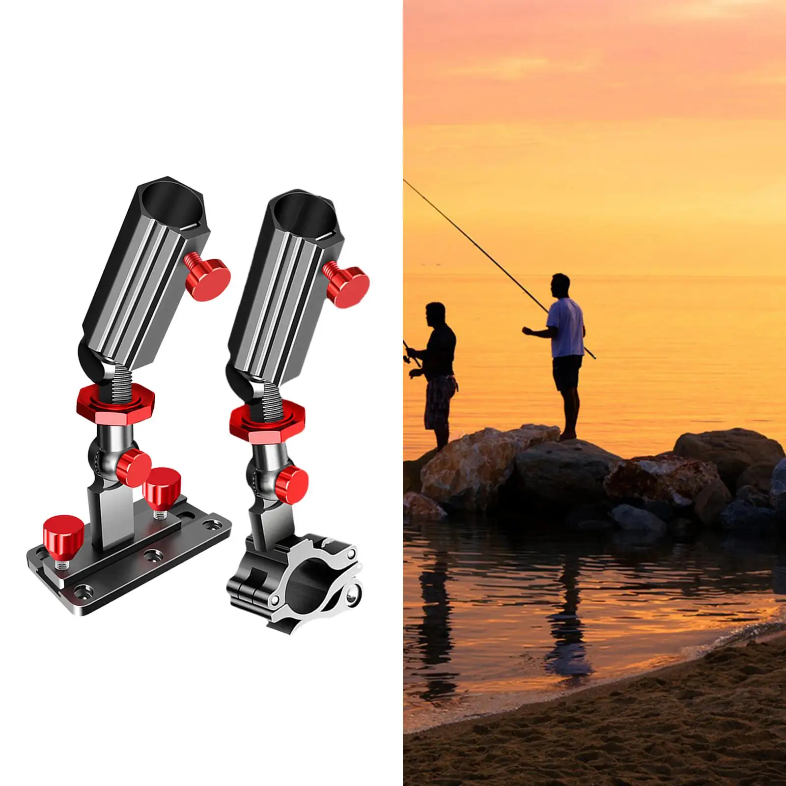Universal Fishing Rod Holder Aluminum Alloy 360 Degree Adjustable Snap Fixed Fish Rod Rack Fishing Accessories