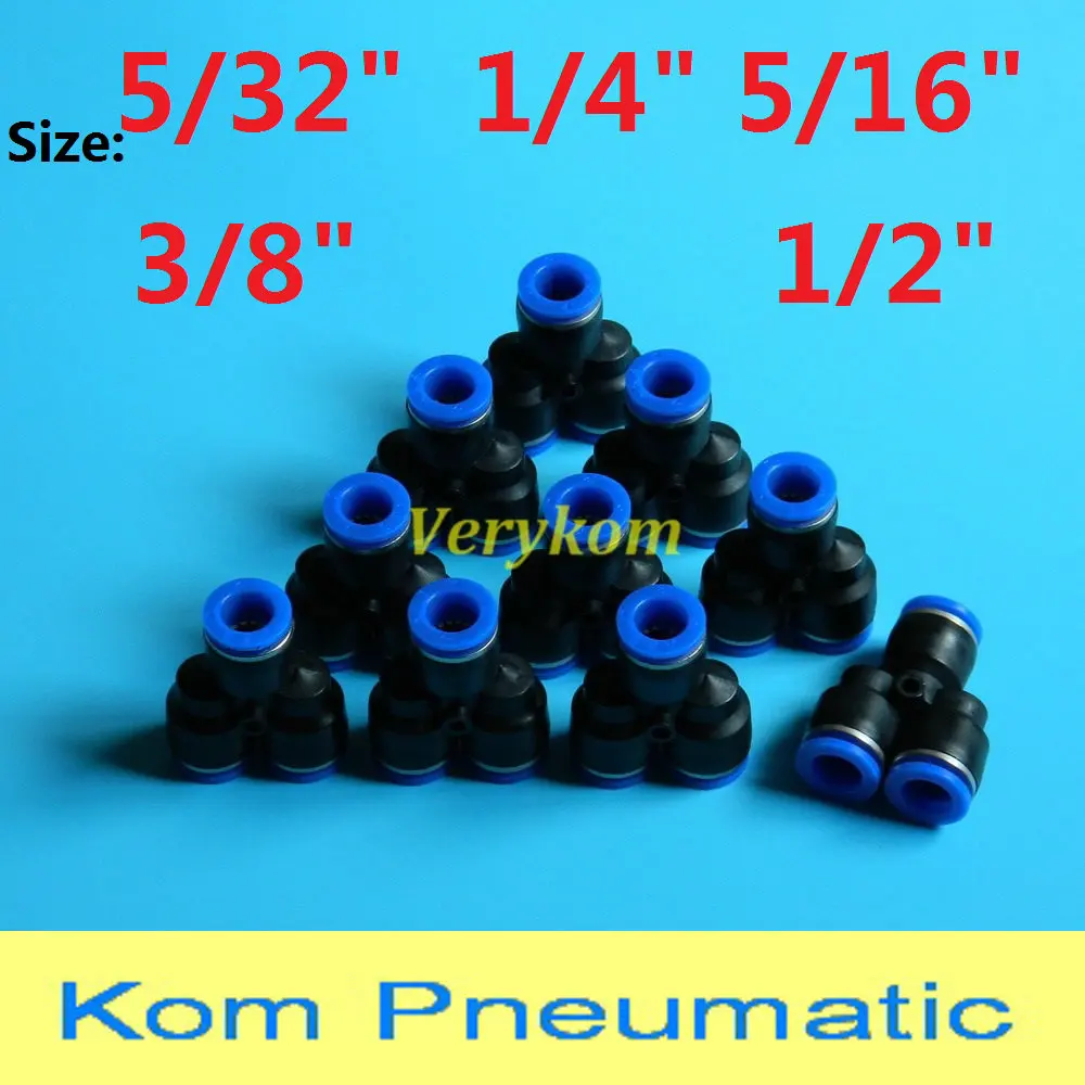 10pcs/lot Free Shipping Pneumatic Y Connector Push In 5/32" 1/4" 5/16" 3/8" 1/2" Tube Air Fitting Plastic Type Adapter 1/4 3/8 |