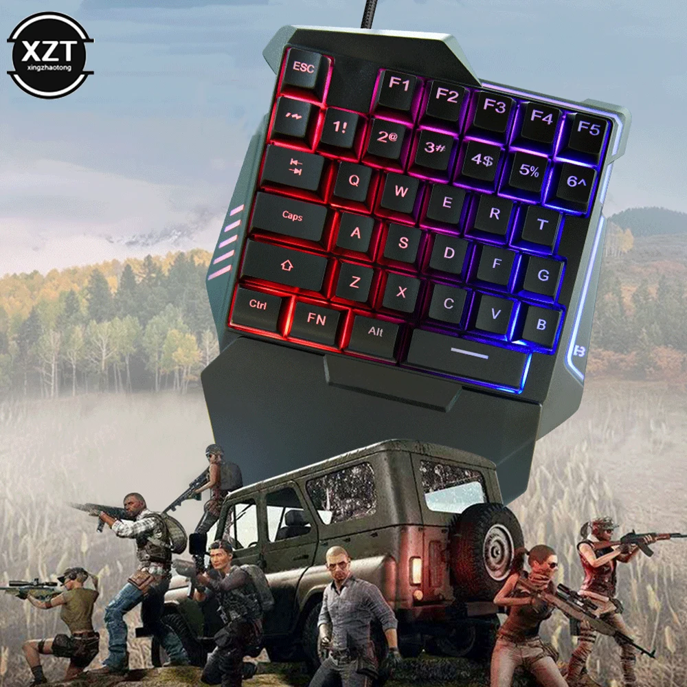 gaming keyboard única mão mini usb com fio teclas um handely backlight teclado para computador portátil desktop smartphone