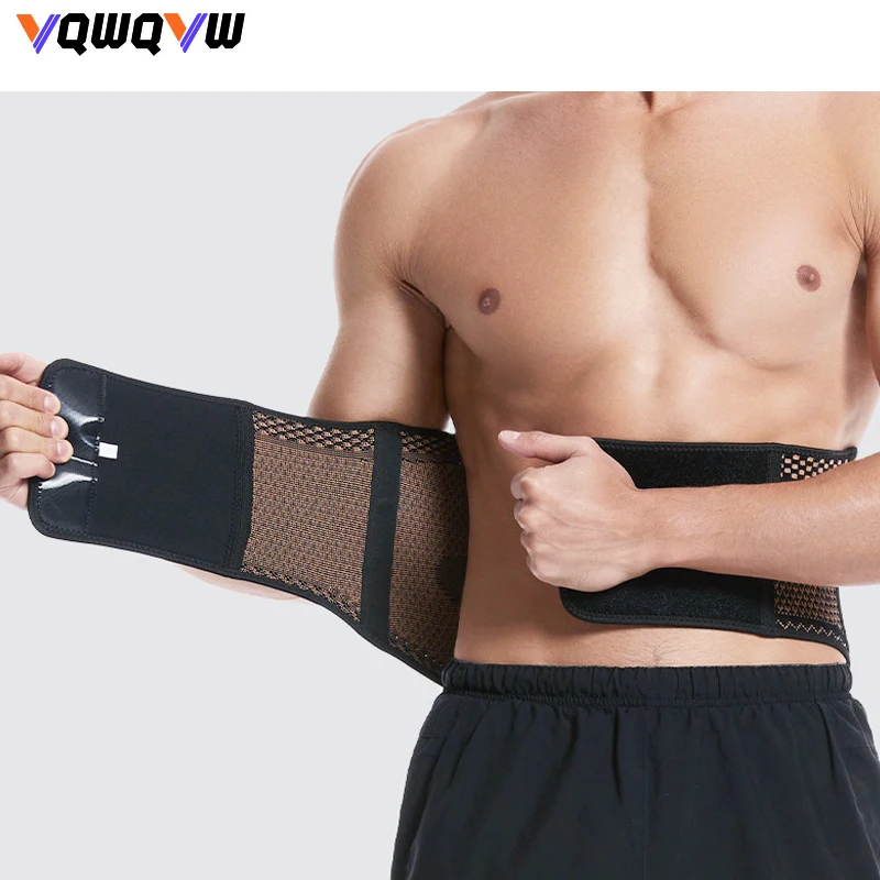 1pcs Copper Back Brace for Lower Back Pain Relief,Back Support Belt Men and Women With Adjustable Black Lumbar Support Belt