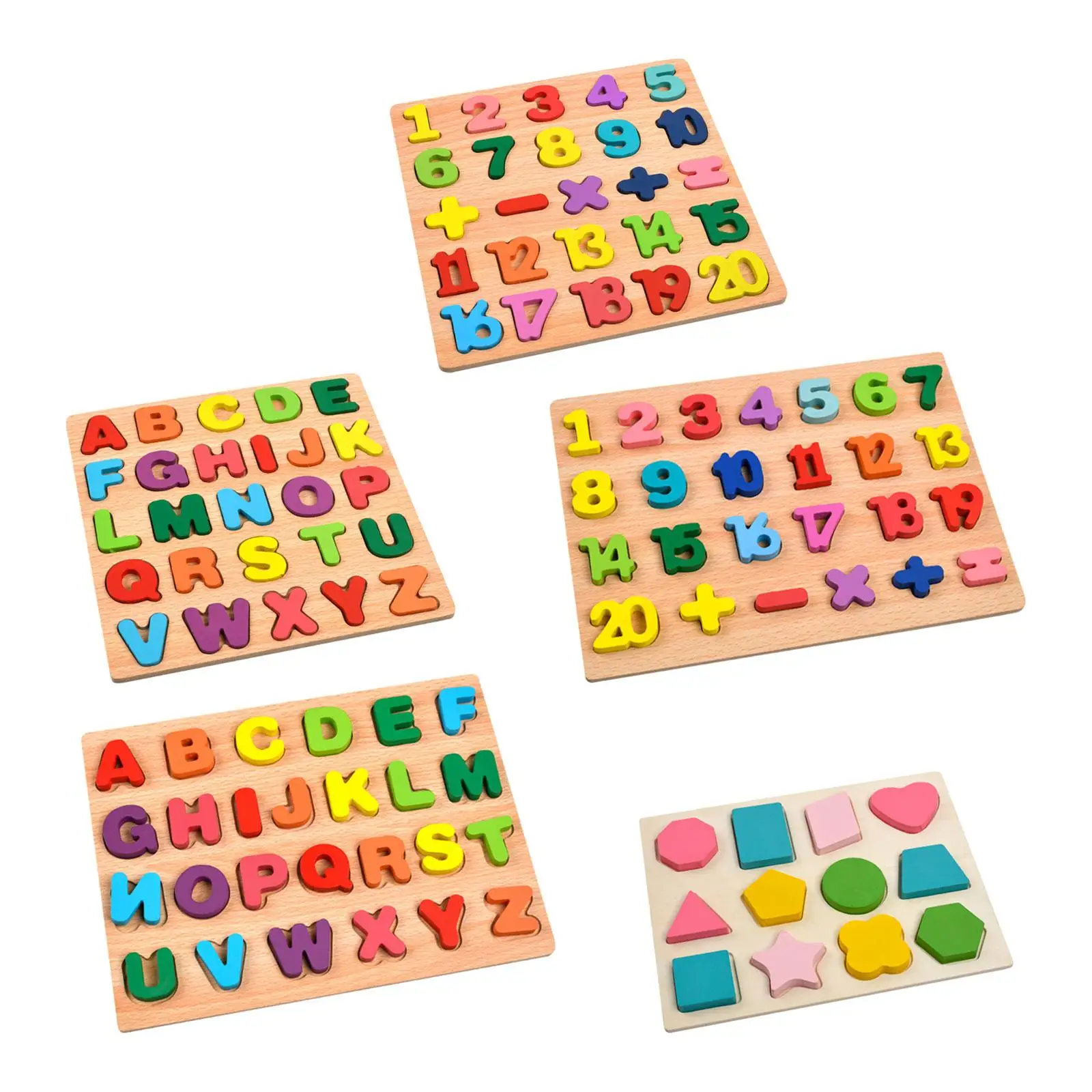 

Wooden Puzzle Matching Game Blocks Holiday Gifts Chunky Puzzles Preschool Educational Montessori Toy for Kids